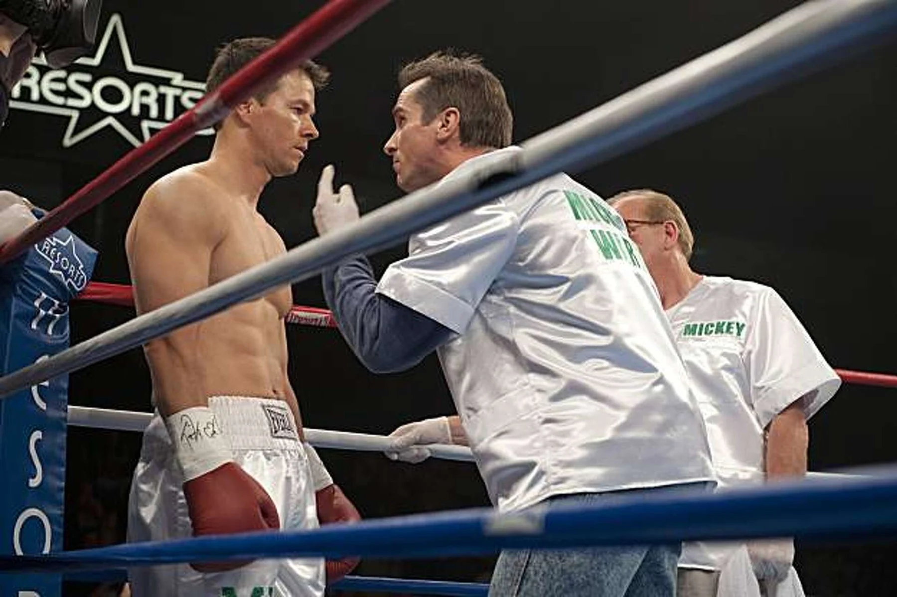 Mark Wahlberg as Micky Ward and Christian Bale as Dicky Eklund in a film still from The Fighter