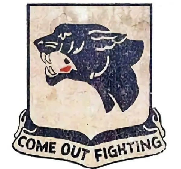 Shoulder insignia of the 761st Tank Battalion, a black panther over the motto Come Out Fighting
