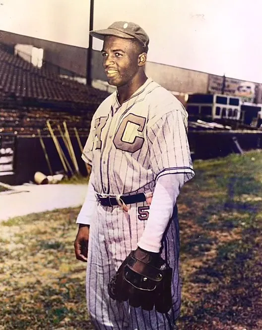 Jackie Robinson in a Kansas City Monarchs uniform