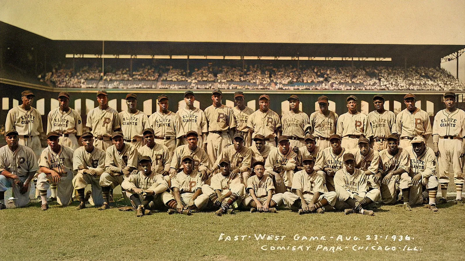 Players lined up at the 1936 Negro League East West All Star Game