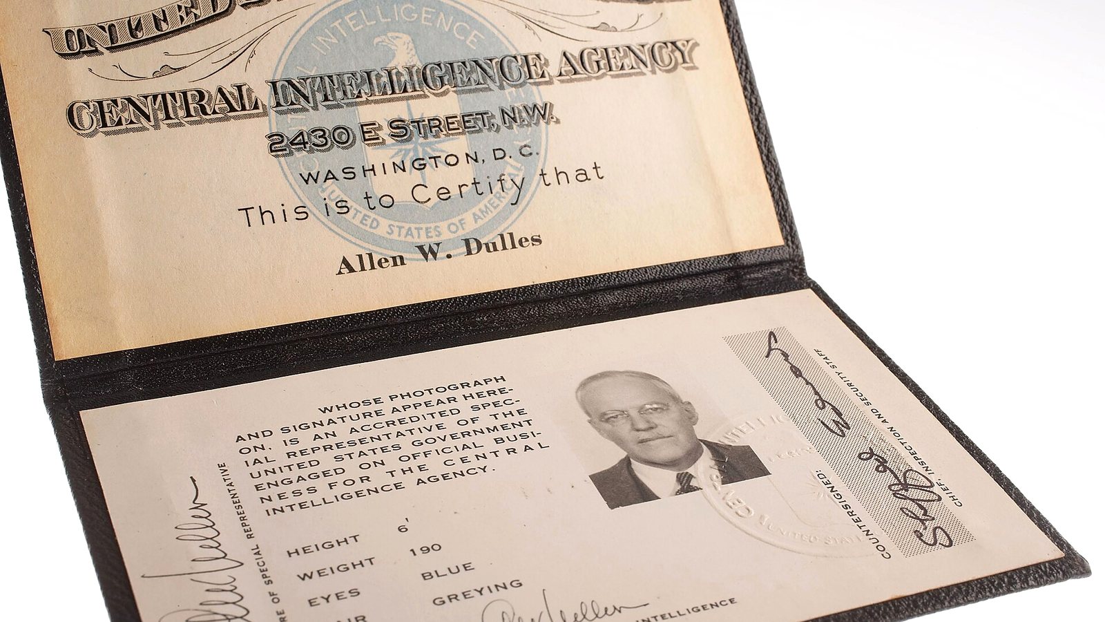 Allen W. Dulles’s CIA identification card, released by the agency