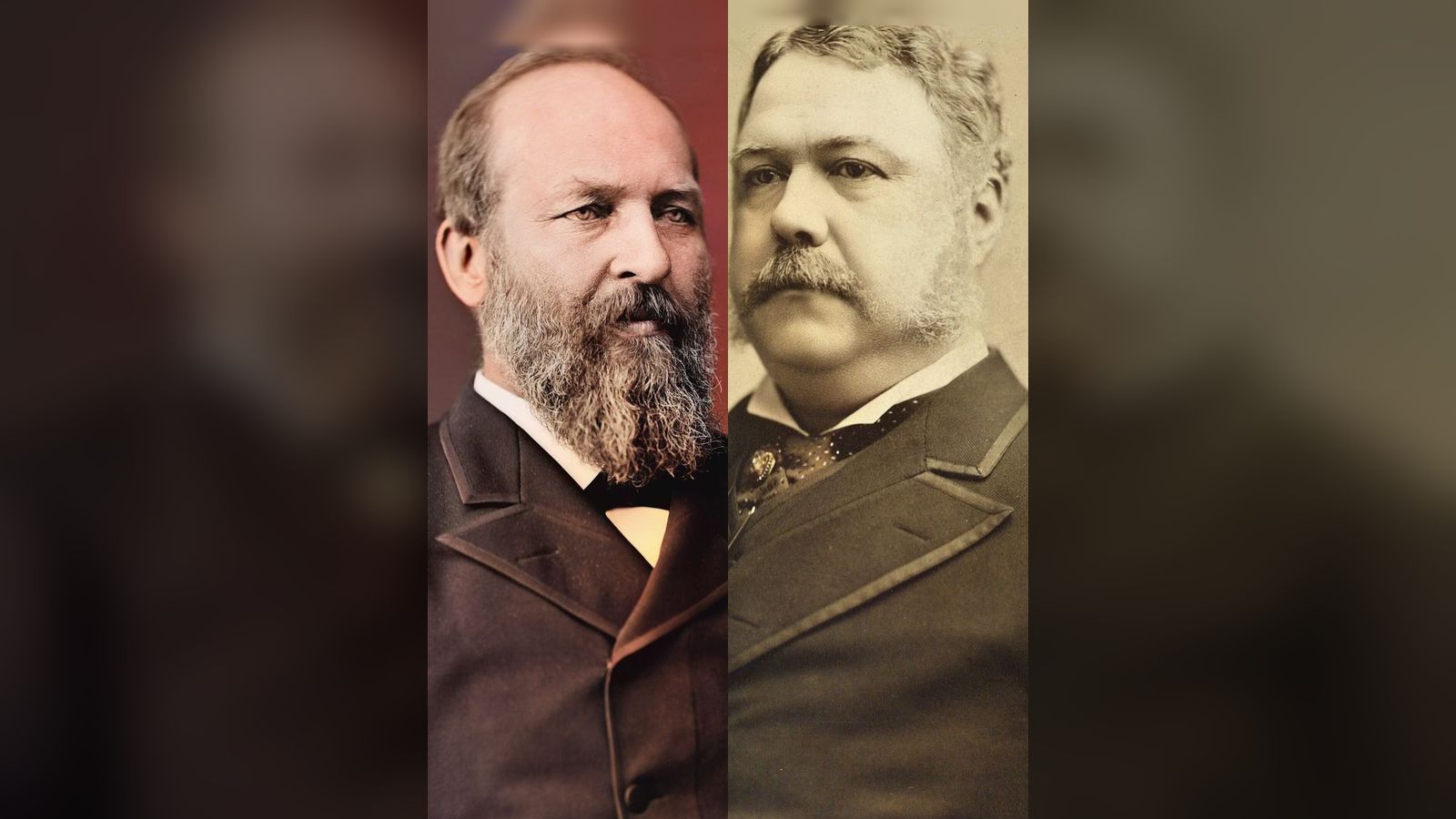 Colorized portraits of James A. Garfield and Chester A. Arthur side by side