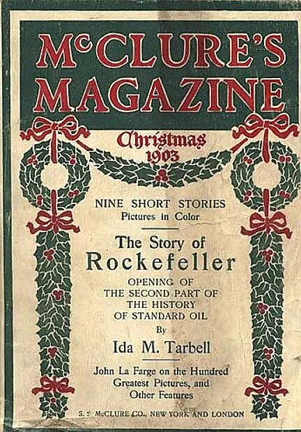 Cover of McClure's Magazine for Christmas 1903 listing The Story of Rockefeller by Ida M. Tarbell